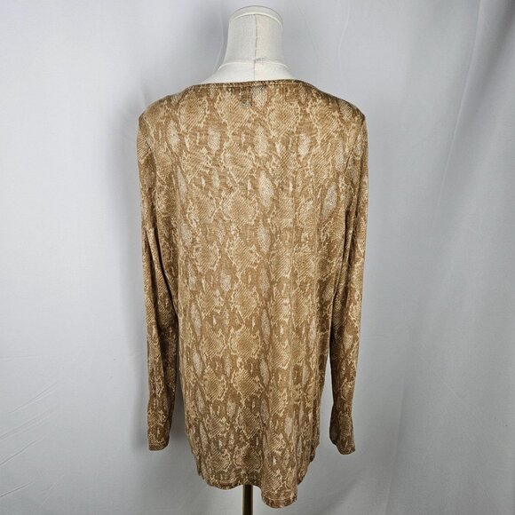 Lauren Ralph Lauren Tan Python Print Linen Knit Top 1X Snake Print - Picture 4 of 9
